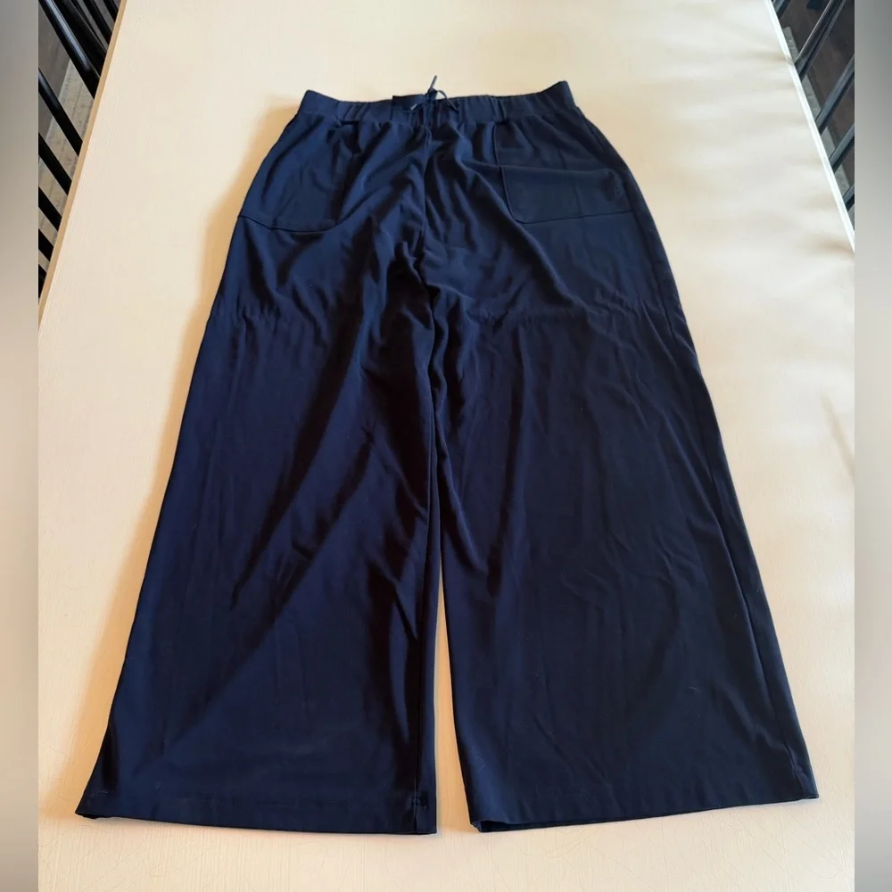 Cozy Earth Women's Bamboo Stretch-Knit Wide Leg Pant Navy Blue XL - Picture 5 of 11